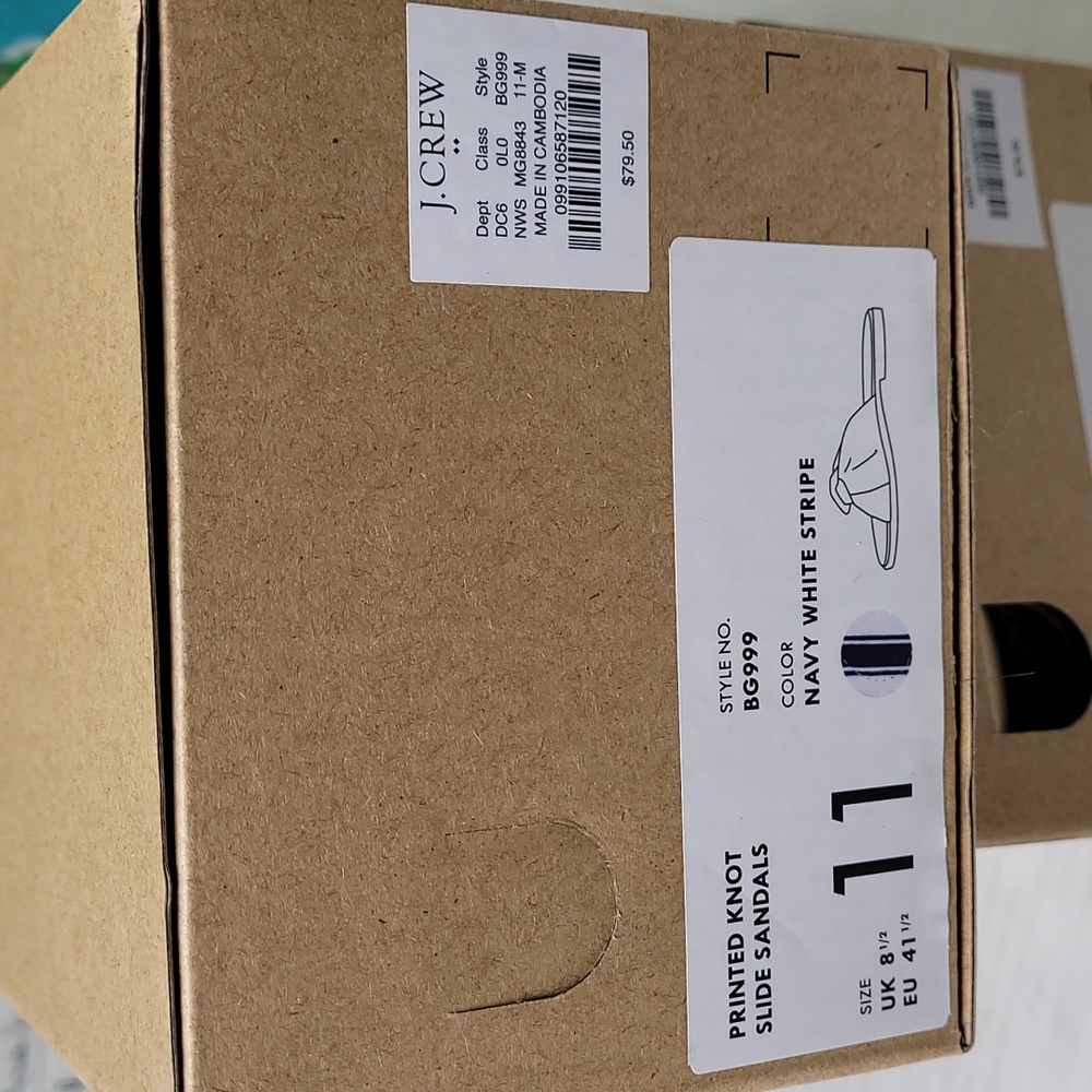 NWT J. Crew printed knot slide sandals Navy And White - Picture 6 of 6